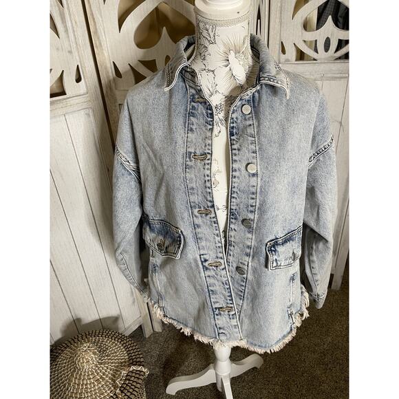 New! AllSaints Hettie Shacket Womens Denim Button Jean Jacket Oversized US 4 - Picture 1 of 6